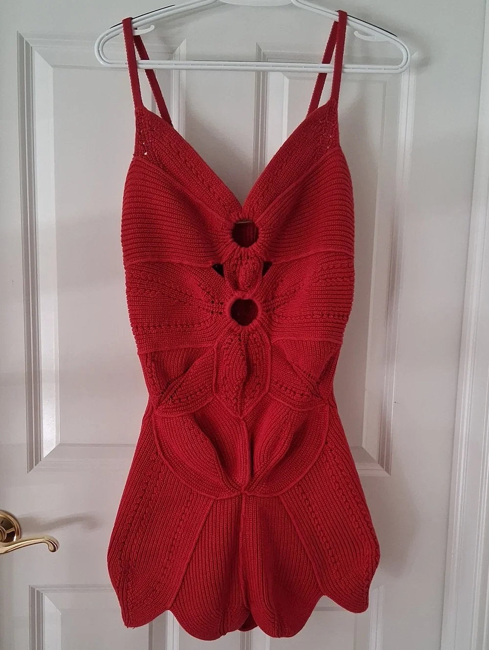 Cult Gaia RTR Marlow Red Knit Cutout Spaghetti Strap Mini Dress Size XL - Picture 3 of 15